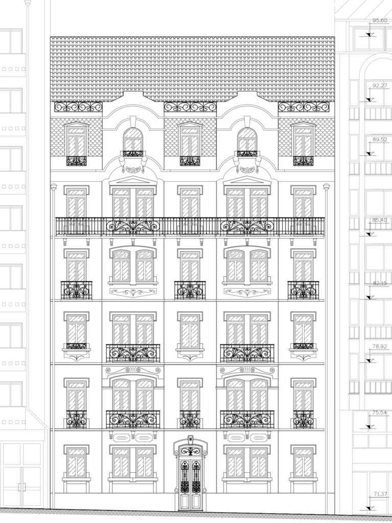 Levantamento Arquitetónico Alçado Avenida Conde Valbom Lisboa